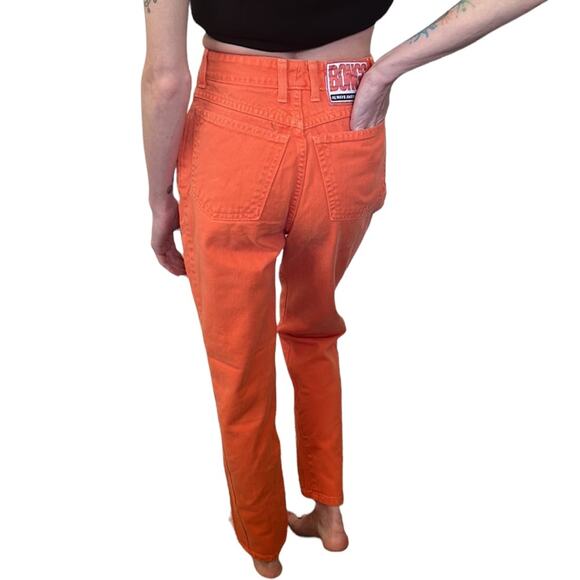 high rise orange acid wash jeans